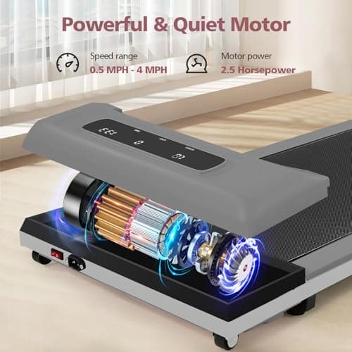 Walking Pad Treadmill - 3.0HP Quiet Under Desk Treadmill with Wide Running Belt, Portable Treadmills for Home/Office Small, LED Display & Remote Control for Walking, Jogging, Running 6