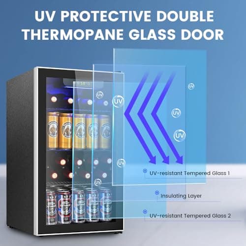 Electactic Mini Fridge 130 Can Beverage Refrigerator Cooler, 3.2 Cu.Ft Drink Fridge for Soda Wine Beer, Adjustable Temperature Control for Home Office, Black 7