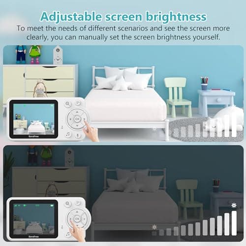 BondFree Baby Monitor with 2600mAH Battery, 30W HD Camera, 2.8”Display, Baby Monitor with Camera and Audio, 1000ft Long Range, Auto Night Vision, 6 Lullabies, Temperature Sensor, Indoor 6