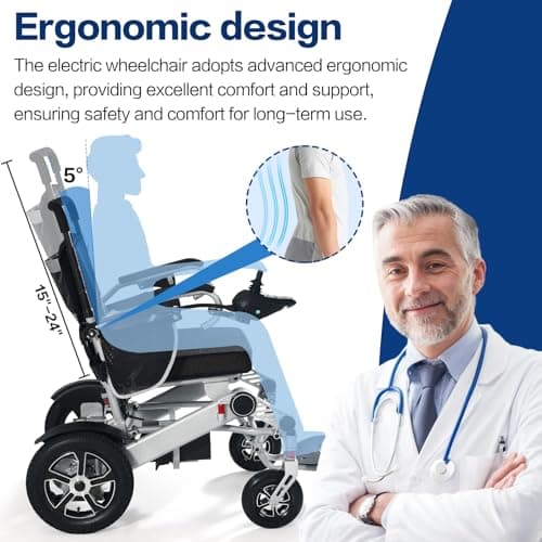 Electric Wheelchair for Adults Intelligent Power Wheelchairs Lightweight Foldable All Terrain Motorized Wheelchair for Seniors,30+ Miles Travel Range,Load Capacity 350 lbs, Airline Approved 9