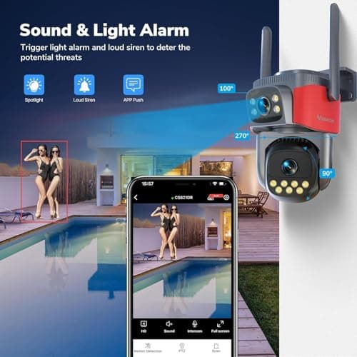 VSTARCAM 4MP+4MP Dual Lens Security Camera Outdoor, 2K, 360° Pan & Tilt, PIR Motion Detection, Spotlight & Siren Alarm, Full Color Night Vision, 2-Way Audio, IP66, Cloud & SD Card Storage 5