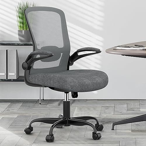 Mimoglad Ergonomic Office Chair - BIFMA Certified, Flip-up Armrests & 135° Recline, Adjustable Lumbar Support - Space-Saving Task Chair for Business/Team Office & Home (Iron Gray, 300lbs) 8