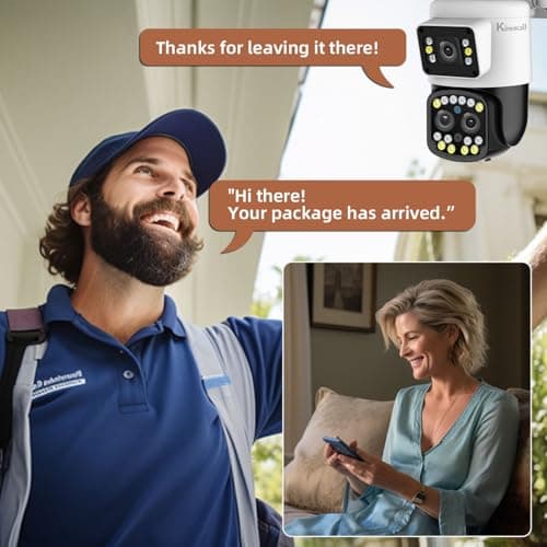 Kinnkall 6X Optical Zoom WiFi Outdoor Security Camera, 4MP PTZ Camera for Home, 2.4GHz Wireless Surveillance Camara with Mobile App/PC Access, Dual Display, Motion Tracking, SD/Cloud, 24/7，360° View 5