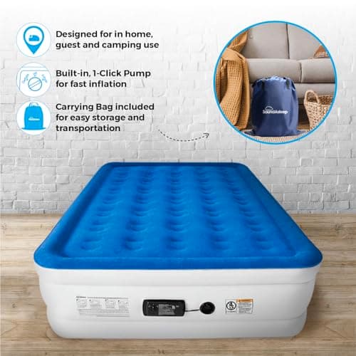 SoundAsleep Products Dream Series Luxury Air Mattress, ComfortCoil Technology, Built-in High Capacity Pump for Home, Camping- Double Height, Adjustable, Inflatable Blow Up, Portable (Queen Size) 7