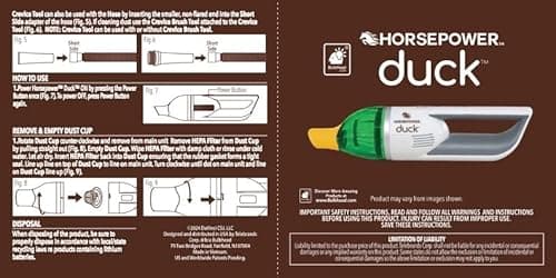 Horsepower Duck Compact Cordless Vacuum, Ultra-Powerful Upgraded Battery for Extra-Long Run Time, AS SEEN ON TV, Strong Suction, Easy to Store, Portable & Rechargeable. Home & Auto (Duck Basic) 9