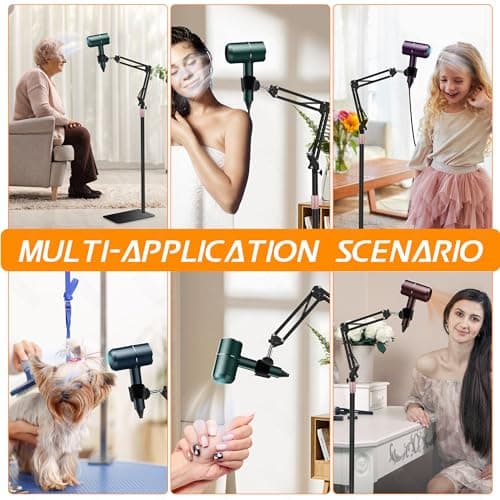 Hair Dryer Stand, 1.68M Height Adjustable, Hands Free Blow Dryer Holder with Heavy Base, 360 Degree Rotating, Work with 99% Dryers, Gift for Mom, Elder, Frozen Shoulder - Black 6