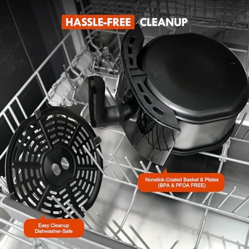 MIRASTON 4.5QT Air Fryer, Compact Digital Touch Control Easy Cooking & Reheat, Countertop Air Fryers for Kitchen, Veggies, Frozen Food, Nonstick Square Basket Dishwasher-Safe, for 1-3 People 5