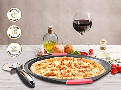 12 Inch Pizza Crisper Pan Set of 2 Non-Stick Perforated Pizza Tray for Crispy Crust, Heat-Resistant Carbon Steel Pizza Baking Pans, Dishwasher Safe Pizza Oven Trays for Even Heating & Air Circulation 6