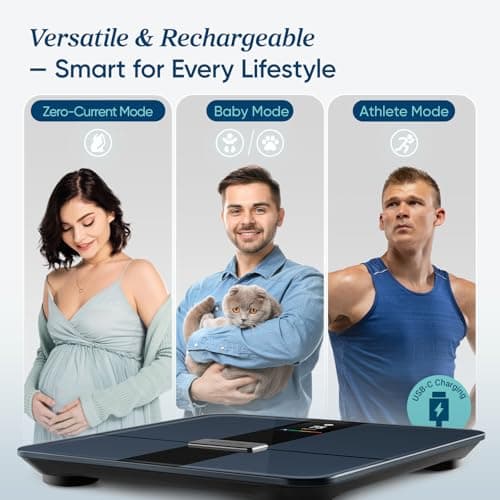 Etekcity FSA&HSA Eligible Smart Scale for Body Weight Fat, Digital Weighing Machine for Accurate BMI Muscle Mass Composition, Apple Health Compatible Fitness Equipment,TFT,‎Tempered Glass,Black 8