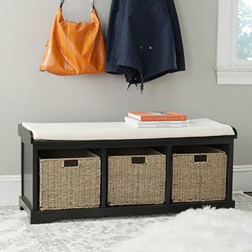 Safavieh American Homes Collection Lonan Grey and White Wicker Storage Bench 10