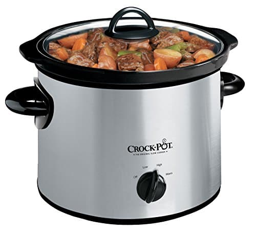 Crock-Pot 3-Quart Manual Slow Cooker, Serves 3+ People, Great for Small Meals, Dips, & Sides; Removable Stoneware is Oven & Dishwasher Safe, Stainless Steel