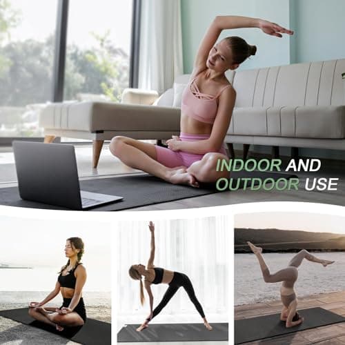 anngrowy Yoga Mat Non-Slip Extra Long & Wide(84" x 30" x 1/4 in) Professional Yoga Mats with Strap, Thick Black Exercise Mat for Women Men Yoga, Pilates, Fitness, Barefoot Workouts, Home Gym Floor Mat 7