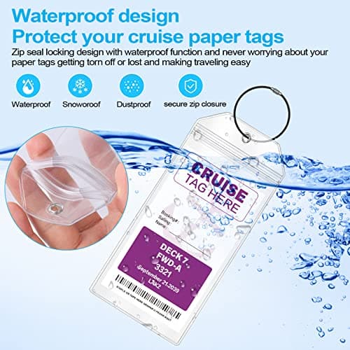 Cruise Luggage Tags for Carnival, MSC, Costa, NCL & Princess Cruise Ships, 6Pack Clear Tags Zip Seal Reusable Cruise Travel Essentials for 2026-2027 6