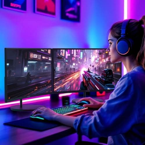 Kado Dual Monitor Setup - 2-Pack 24" Curved 1920x1080 Computer Monitor 1500R 75Hz VESA Mount HDMI Office Gaming Hybrid Built-in Speakers (C24X Dual Series) 5