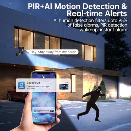 Security Cameras Wireless Outdoor,2.4G WiFi Security Camera Outdoor 2K Battery Powered Cameras for Home Security,AI Motion Detection,Color Night Vision,2-Way Talk,Waterproof,Cloud/TF Storage 6