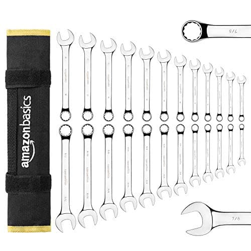 Amazon Basics Combination Metric and SAE Wrench Set, Portable, 24-Piece