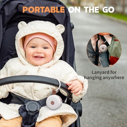 Battery Sound Machine Mini White Noise Machine Baby Shushing Portable Brown Noise Machine 30 Soothing Sounds for Kids Adults Dogs Auto-Off Timer 32 Volume Levels Sleep Machine for Home Office Privacy 5