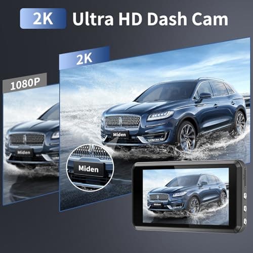 2K Dual Dash Camera for Cars, Free 64G SD Card, FHD 2K+1080P Dash Cam Front and Rear, 3.2'' IPS Screen, 176° Wide Angle Dashcam, 24H Parking Monitor, G-Sensor, Loop Recording, Night Vision, WDR 7