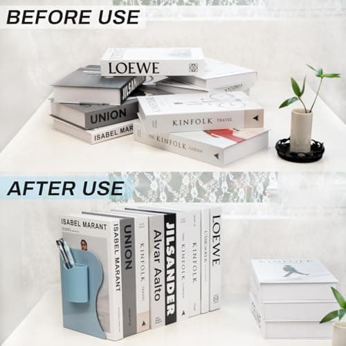 TAKORUY Adjustable Bookends, Desktop Bookshelf, Book Ends for Shelves, Book Ends for Heavy Books, Magazine Holder (Dark Blue) 6