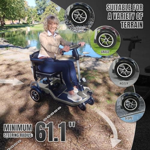ZiiLIF R3b-Mobility Scooters for Seniors Adults Ultra Lightweight 37.5 Ibs Electric Folding 4 Wheel Mobility Scooter with Cup Holder, Compact & Convenient for Travel Airline Approved, Gray 7