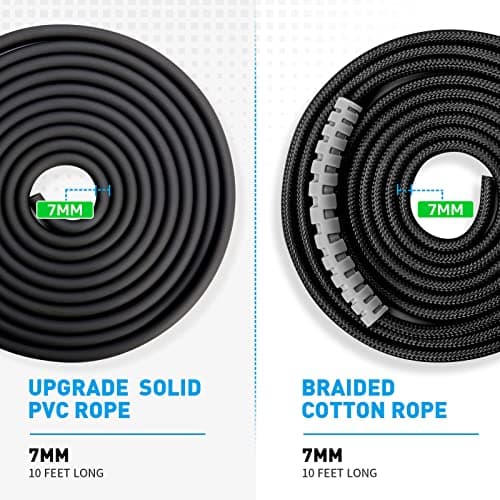 BURNCALO Weighted Jump Rope for Fitness, Skipping Rope for Men Women, Metal Heavy Handles, Ball bearings, Adjustable Length PVC Cord and Cotton Rope, Endurance Training Fitness Exercise Workout 5