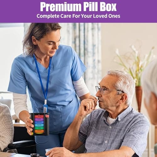 Weekly Pill Organize,7 Day Pill Organizr 4 Times a Day Medication Reminder, Medicine Organizer with 7 Individual Stacking Cases for Medication, Vitamins, Fish Oils,Supplements 5