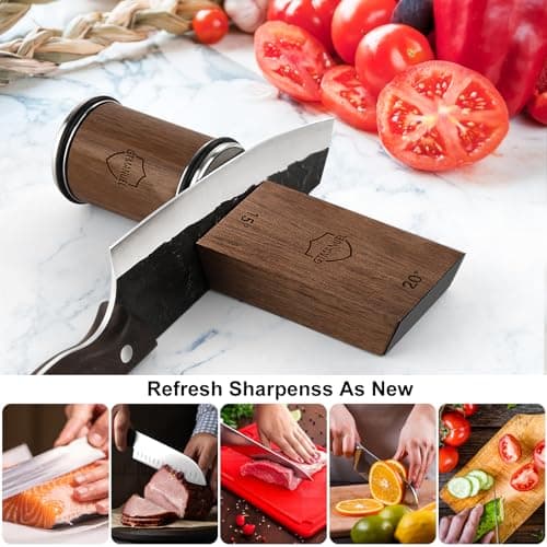 Rolling Knife Sharpener Kit, Roller Knife Sharpener with Industry Diamonds and Ceramic Discs, Knife Sharpening Tool for Kitchen Knives with 15 & 20 Degrees, Full Knife Sharpener 8