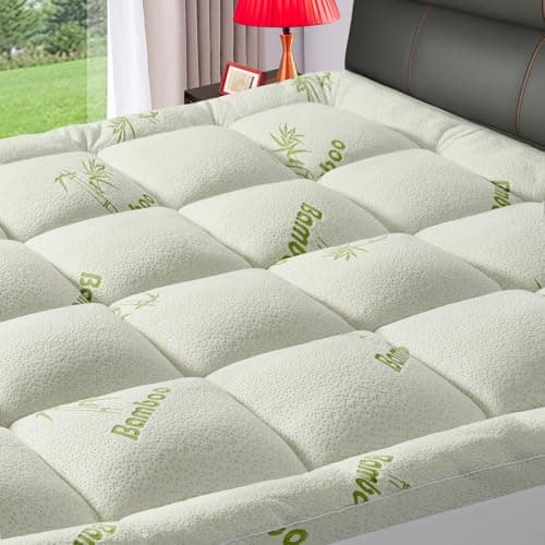PATSBA Premium Viscose Made from Bamboo California King Size Mattress Topper, Quilted Fitted Extra Thick Mattress Pad,Pillow Top Mattress Cover with Deep Pocket Up to 21 Inches（72 * 84inch）