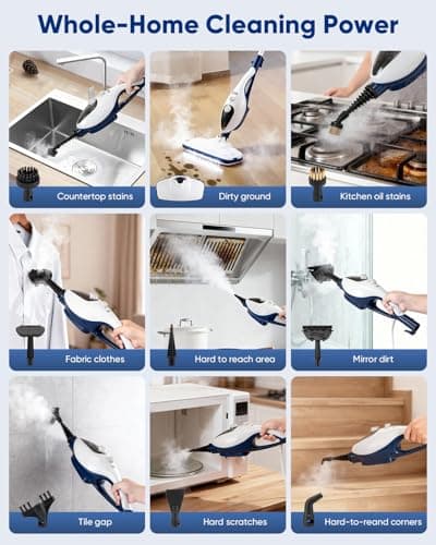 CYK Steam Mops for Floor Cleaning, 12 in 1 Handheld Steam Cleaner for Home, Floor Steamer for Hardwood Floors and Tile(Navy-White) 6