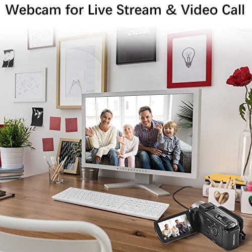 kimire Video Camera Camcorder Digital Camera Recorder Full HD 1080P 15FPS 24MP 3.0 Inch 270 Degree Rotation LCD 16X Digital Zoom Camcorder Camera with 2 Batteries(Black) 6