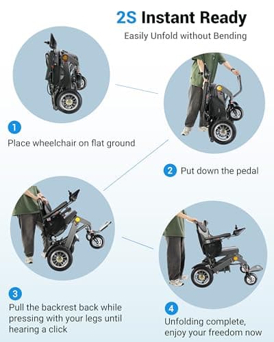 WalkFeel 19.7" Wider Electric Wheelchairs for Adults - 30 Miles Range, 400 LB Foldable Motorized Wheelchair with 25AH Lithium Battery, 500W Motor Power Wheelchair for Home/Outting/Travel(Grey) 8