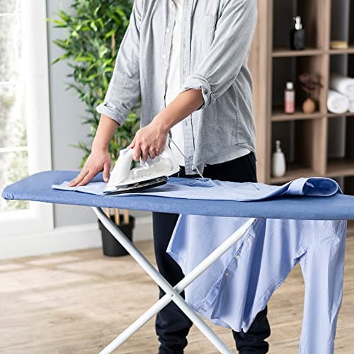 Full Size Ironing Board with Cover & Pad – Made in USA by Seymour Home Products Adjustable Steel T-Legs, 35" High Perforated Top for Steam Durable Iron Board for Home, Laundry Room (Dark Blue) 5