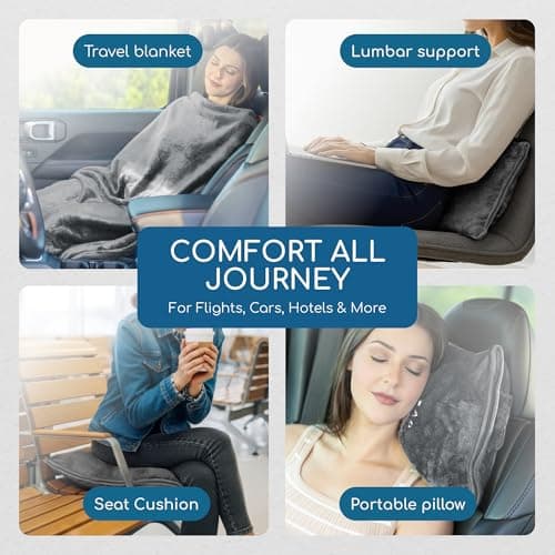 Resty 65"x40" Traveling Airplane Blanket, Deep Gray – Lightweight, Velvety Soft Blanket That Becomes a Travel Pillow – Must-Have Comfort for Planes & Road Trips – Travel Essentials for Women & Men 5