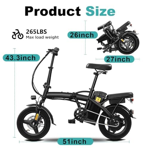 Electric Bike for Adults Teens, Folding Ebike,Commuter City Foldable E Bike with 560W Motor and 48V 10Ah Battery, 21.6MPH Speed Pedals Assist, Dual Disc Brakes,14" Compact Electric Bicycle with Basket 9