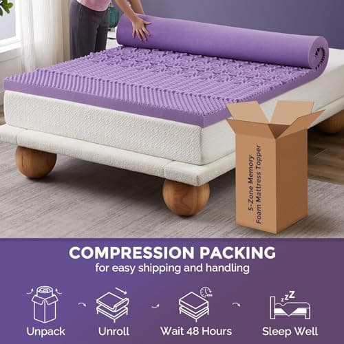 Mattress Topper Queen - 2 Inch 5-Zone Gel Infused Memory Foam Mattress Topper Queen Size, CertiPUR-US Certified 7