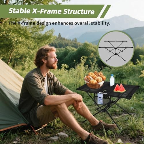 Zippy Goose Camping Table, Portable Beach Table with Cup Holders, Folding Ultra Lightweight 1.5LBS Foldable Outdoor Camping Table, Aluminum Alloy Frame for Backpacking/Picnic/Fishing (Black) 7