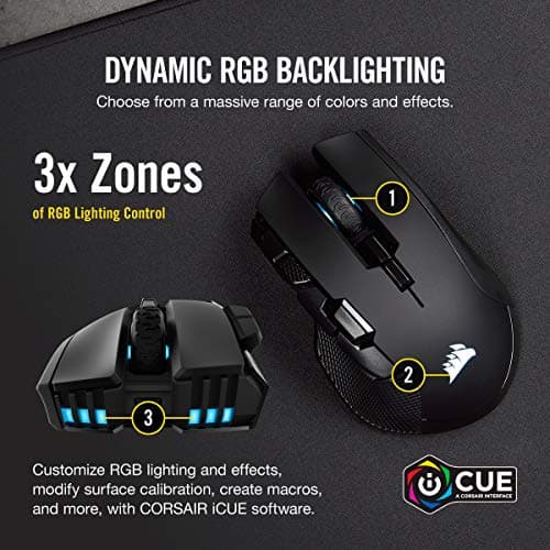 Corsair IRONCLAW RGB Wireless FPS/MOBA Gaming Mouse – 18,000 DPI – 10 Programmable Buttons – Designed for Large Hands – iCUE Compatible – PC, Mac, PS5, PS4, Xbox – Black 7