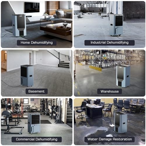 XDrier 120 Pints Dehumidifier with Pump, Commercial Grade Dehumidifier for Home, Bedroom, Basement, Warehouse, Industrial with Drain Hose & Tank, Smart Humidity Control, Auto Defrost 7