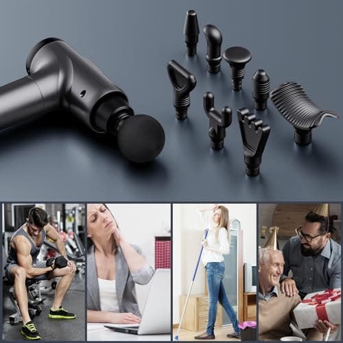 OLsky Massage Gun Deep Tissue, Handheld Electric Muscle Massager, High Intensity Percussion Massage Device for Pain Relief with 9 Attachments & 30 Speed(Grey) 5