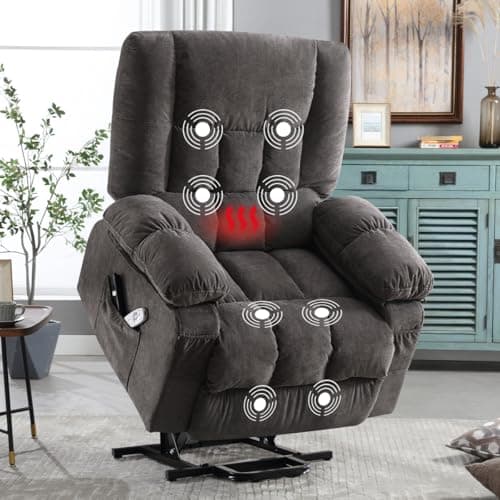 MAHOMICO Power Lift Recliner Chair for Elderly with Vibration Massage and Heating Functions, Electric Recliner Single Sofa with Side Pockets and USB Charge Port, Suitable for Living Room and Bedroom