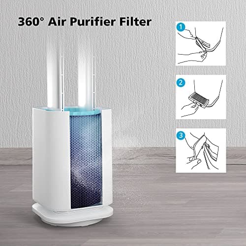 ULTTY Bladeless Tower Fan and Air Purifier in one, Bedroom Fan with HEPA Filter 99.97% Smoke Dust Pollen Dander, 42 Inch 90° Oscillating Tower Fan with Remote, Touch, 8H Timer 5