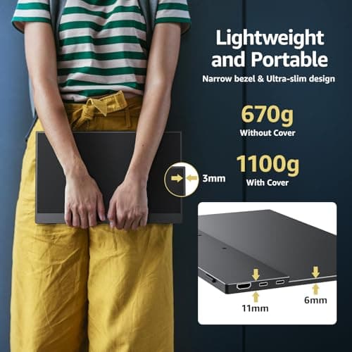 cocopar Portable Monitor 15.6 Inch 1080P FHD 60Hz 85% sRGB Travel Monitor with Speaker HDMI USB-C Second Screen for Laptop MacBook Surface PC Xbox PS4/5, VESA Mountable, with Cover Stand 5