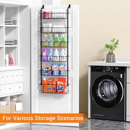 GGIU Over The Door Pantry Organizer Spice Rack: 6-Tier Metal over the Door Organizer - Pantry Organization and Storage - Hanging spice Rack Back Of Door Organizers 6