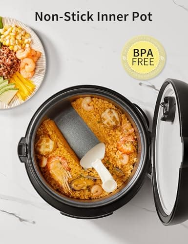 COMFEE' Rice Cooker, 14-in-1 Stainless Steel Multi Cooker, Slow Cooker, Steamer, Sauté, and Warmer, 5.3 QT, 20 Cups Cooked (10 Cups Uncooked), Brown Rice, Quinoa and Oatmeal 6