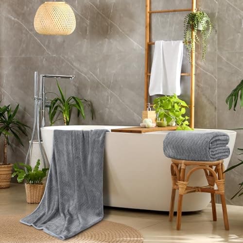SmoothNovelty 2 Pack Bath Sheets 40 x 80 Inch Oversized Jumbo Extra Large Towels Quick Dry Coral Fleece Absorbent Soft Lightweight XL Shower Towels for Home Gym Travel Beach Spa Pool Hotel (Gray) 6
