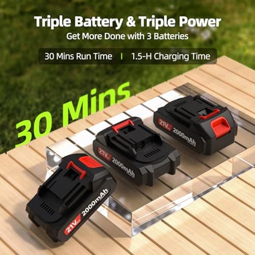 VASG Leaf Blower Cordless, 3 x 21V Batteries & Fast Charger Set, Variable Speed Mode, Lightweight Handheld Electric Leaf Blower for Lawn Care, Yard, Garden, Patio & Outdoor Cleanup 4