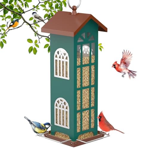 Metal Bird Feeder Bird Feeders for Outdoors Hanging,Waterproof and Rust-Proof,Easy Cleaning,Wild Bird Feeders Attracting Chickadees Goldfinches Cardinals Finches and Sparrows