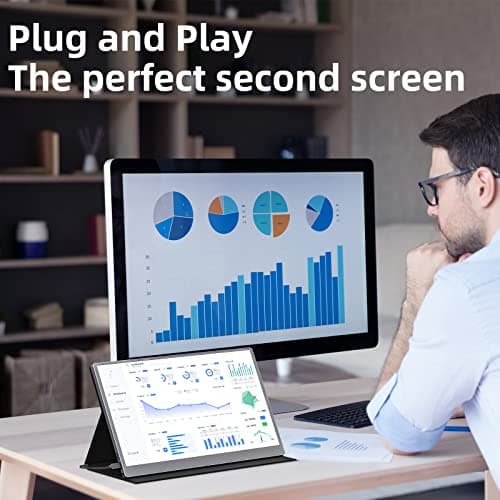 Upperizon Portable Monitor 15.6" 4K UHD 3840X2160 100% sRGB 60Hz IPS HDR HDMI USB-C Travel Monitor for Laptop MacBook PC Surface PS5 Xbox, Second Screen with Cover & Speakers, VESA Compatible 7