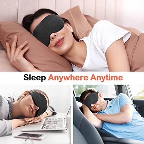 INNELO Sleep Mask for Side Sleeper, Eye Mask Sleeping Women Men, 100% Light Blocking 3D Contoured Cup Sleeping Mask Soft No Eye Pressure Cover Blindfold Night Shade for Travel Nap Yoga, Black 7