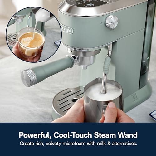 De'Longhi Dedica Duo Compact Espresso Machine - Cold Brew Coffee Maker with Milk Frother Wand- for Espresso, Hot & Iced Coffee, Cappuccinos, Lattes & Home Barista Brewing, Pistachio Green 7